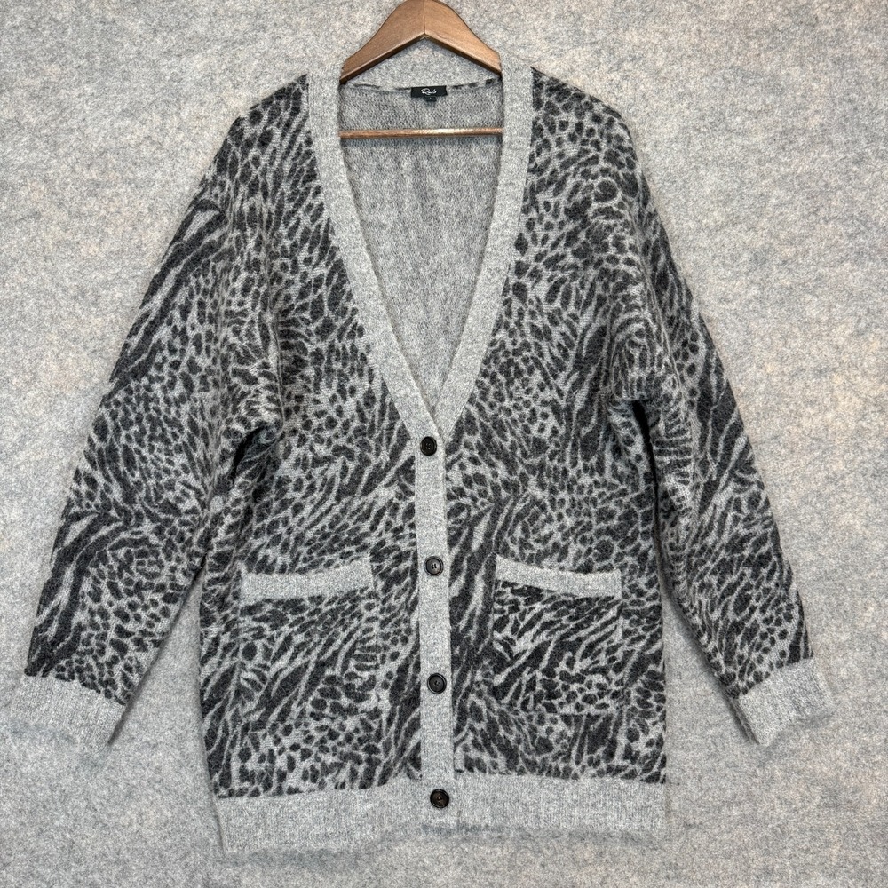 Rails Aslo Alpaca Wool Blend Cardigan Sweater Women Large Cozy Soft Animal Print